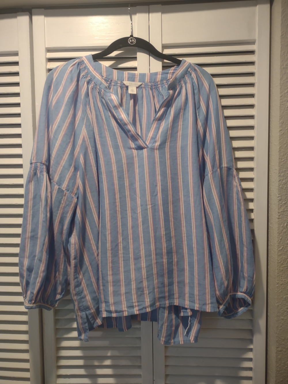 Caslon Striped Blue Peasant Blouse - Women